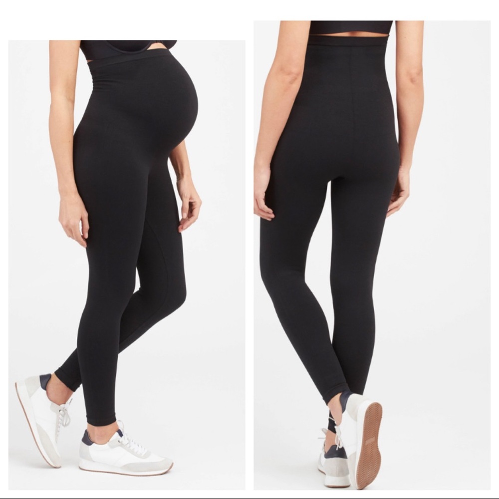 SPANX Mama Look at Me Now Seamless Leggings Black Maternity Pant Size Small